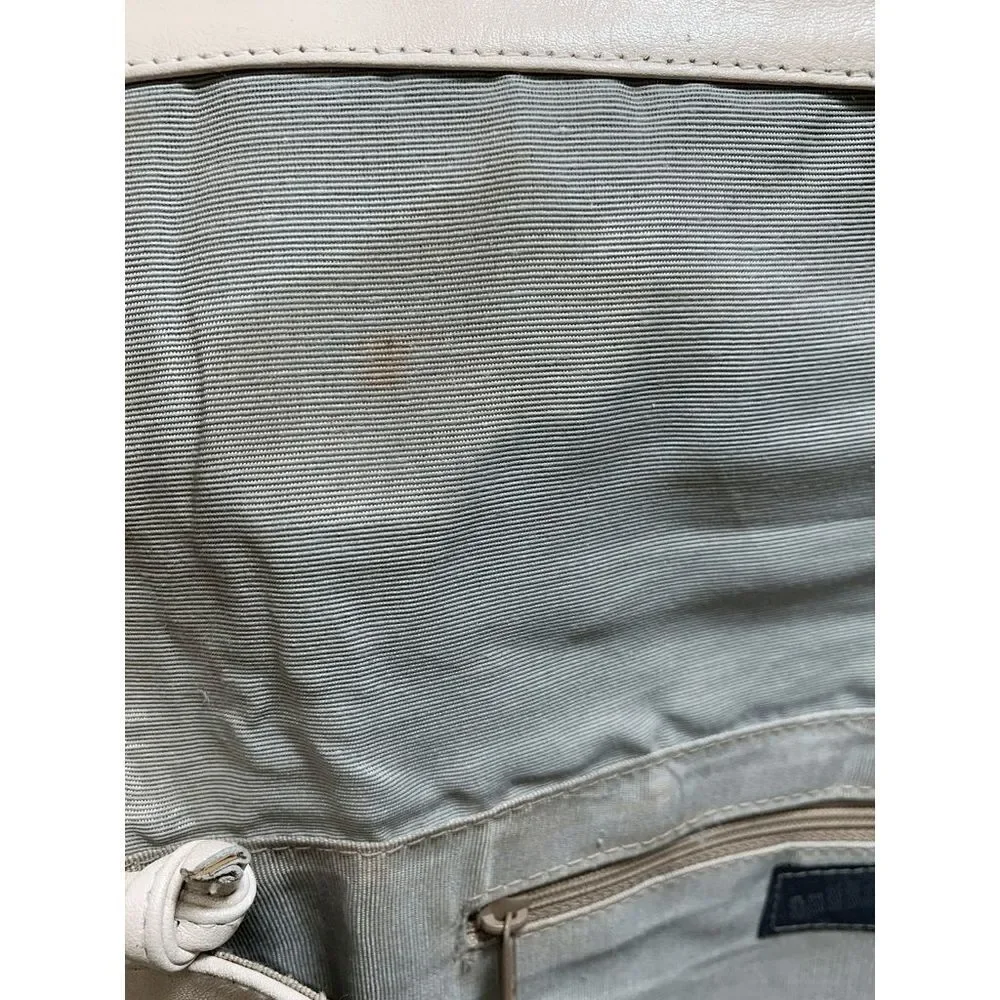 Vintage Albi Cream Leather Shoulder Purse